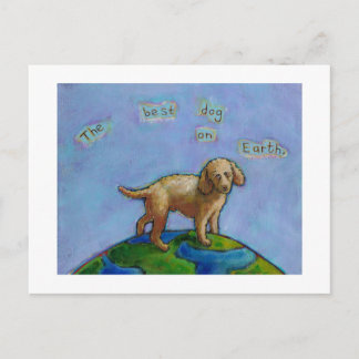 Poodle is best dog on earth cute art painting postcard