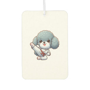 Poodle karate high kick martial arts car air freshener