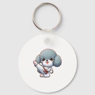 Poodle karate high kick martial arts key ring