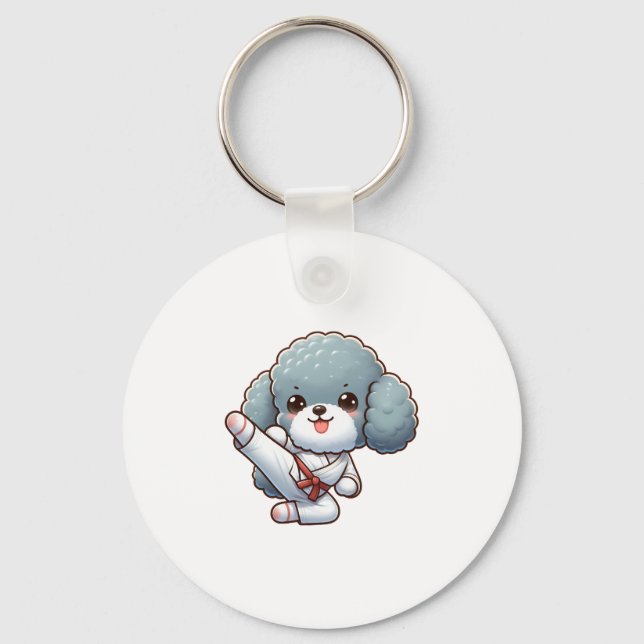 Poodle karate high kick martial arts key ring (Front)