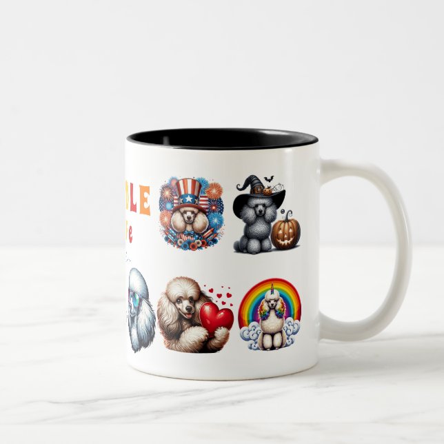 Poodle Love Gift For Animal Lover Two-Tone Coffee Mug (Right)