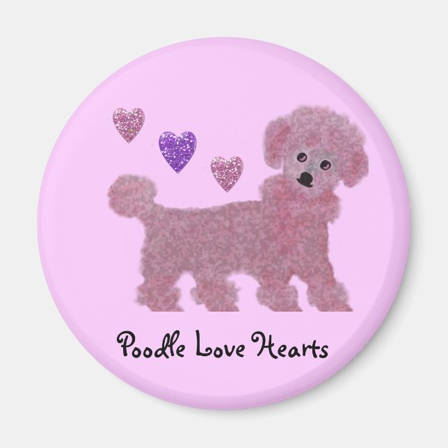 Poodle Love Hearts Magnet (Front)