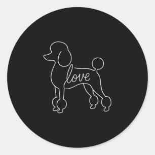 Poodle love line art minimalist elegant dog design classic round sticker