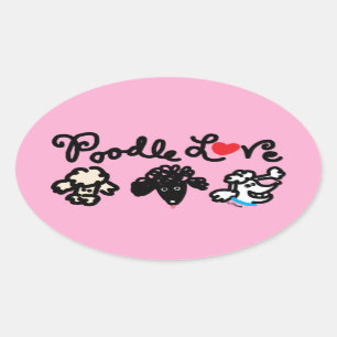 Poodle Love Oval Sticker
