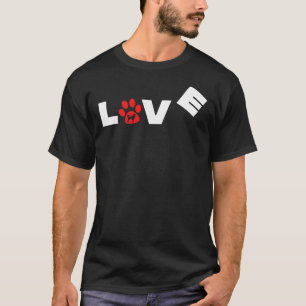 Poodle Love Red Paw Silhouette T-Shirt