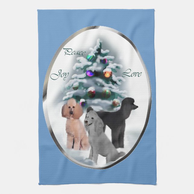Poodle Lovers Christmas Tea Towel (Vertical)