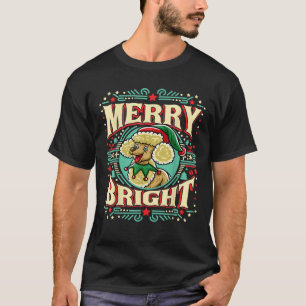 Poodle Merry Bright Christmas Santa Claus Dog  T-Shirt