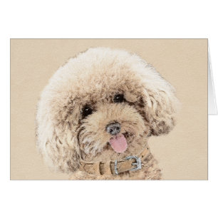 Poodle Miniature Toy Apricot Cream Brown Dog Art