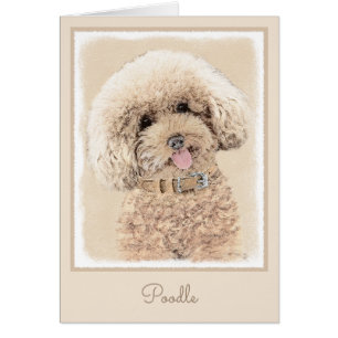 Poodle Miniature Toy Apricot Cream Brown Dog Art