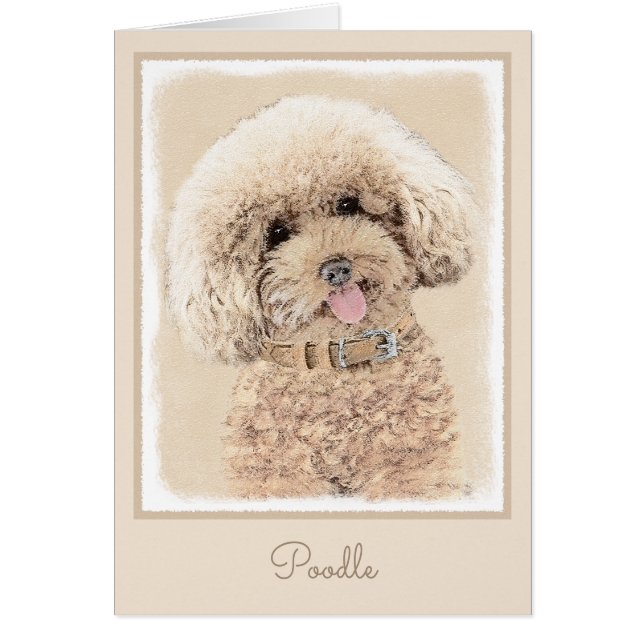 Poodle Miniature Toy Apricot Cream Brown Dog Art (Front)