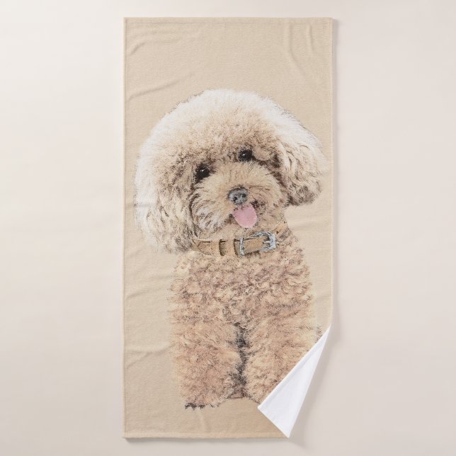 Poodle Miniature Toy Apricot Cream Brown Dog Art Bath Towel Set (Bath Towel)