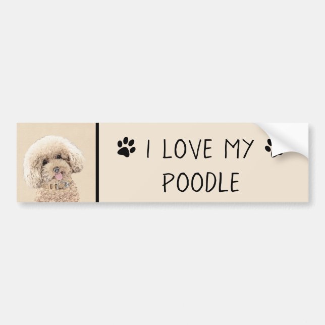 Poodle Miniature Toy Apricot Cream Brown Dog Art Bumper Sticker (Front)