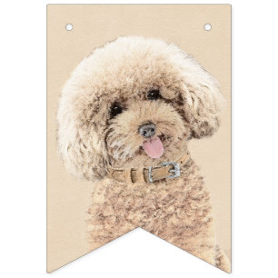 Poodle Miniature Toy Apricot Cream Brown Dog Art Bunting
