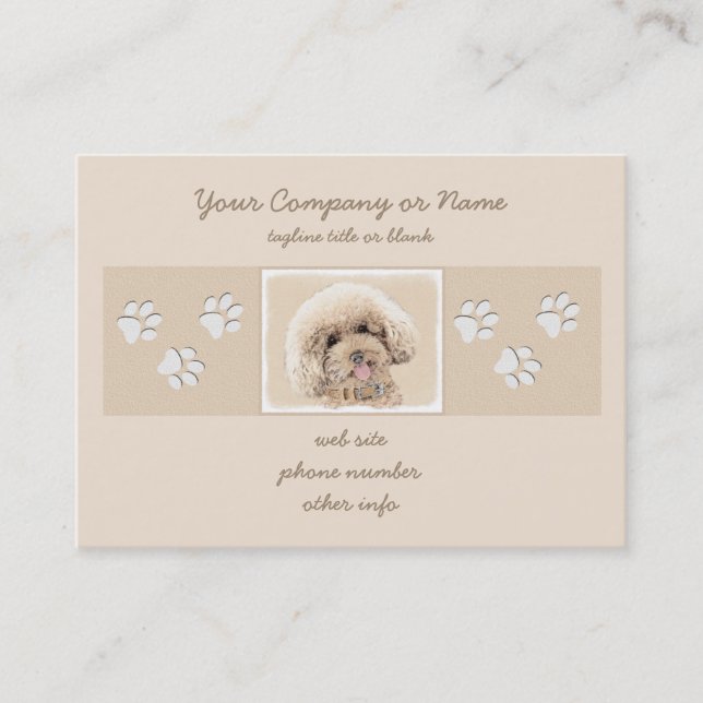 Poodle Miniature Toy Apricot Cream Brown Dog Art Business Card (Front)