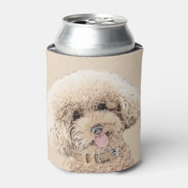 Poodle Miniature Toy Apricot Cream Brown Dog Art Can Cooler (Can Front)