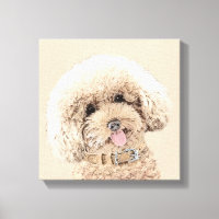 Poodle Miniature Toy Apricot Cream Brown Dog Art