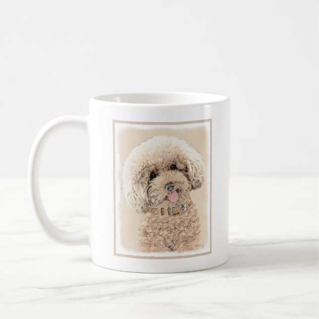 Poodle Miniature Toy Apricot Cream Brown Dog Art Coffee Mug (Left)