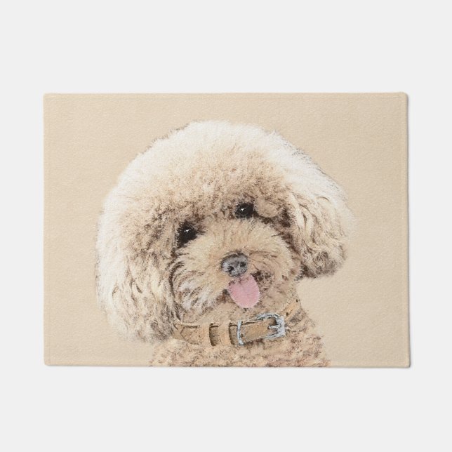 Poodle Miniature Toy Apricot Cream Brown Dog Art Doormat (Front)