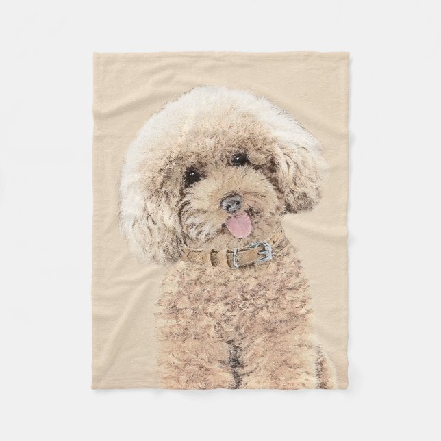 Poodle Miniature Toy Apricot Cream Brown Dog Art Fleece Blanket (Front)