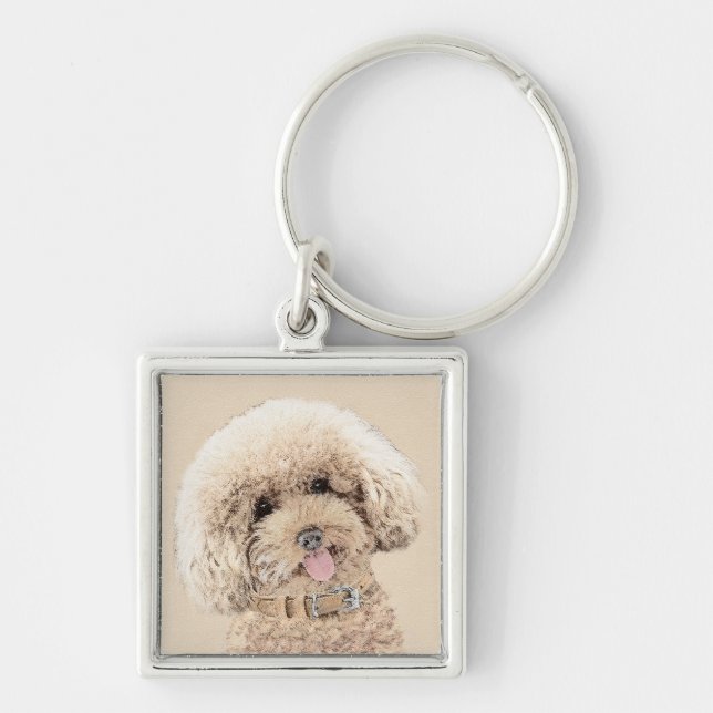 Poodle Miniature Toy Apricot Cream Brown Dog Art Key Ring (Front)