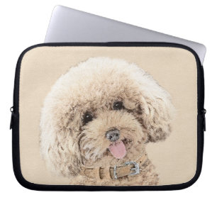 Poodle Miniature Toy Apricot Cream Brown Dog Art Laptop Sleeve