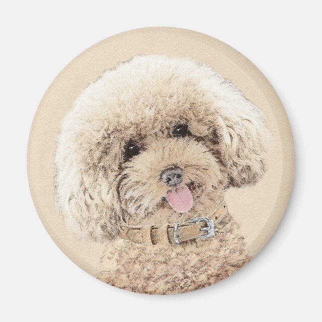Poodle Miniature Toy Apricot Cream Brown Dog Art Magnet (Front)