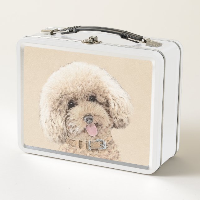 Poodle Miniature Toy Apricot Cream Brown Dog Art Metal Lunch Box (Front)