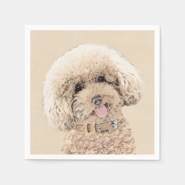 Poodle Miniature Toy Apricot Cream Brown Dog Art Napkin (Front)