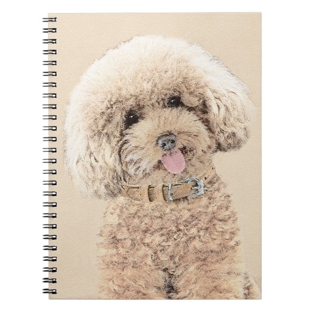 Poodle Miniature Toy Apricot Cream Brown Dog Art Notebook (Front)