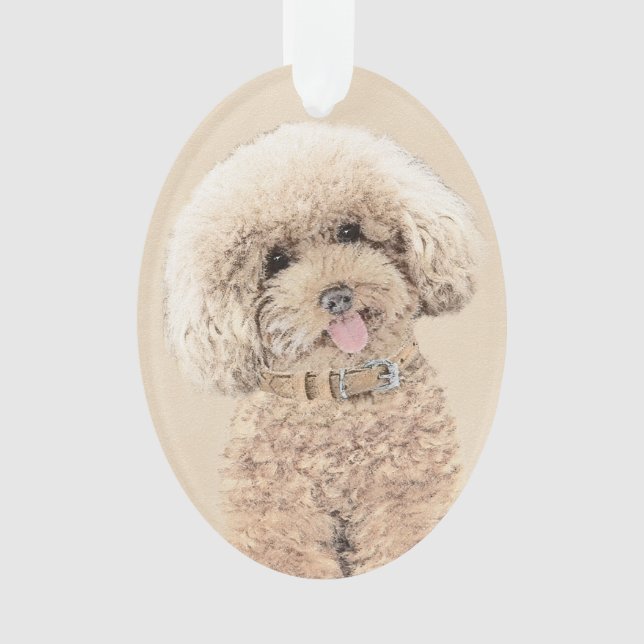 Poodle Miniature Toy Apricot Cream Brown Dog Art Ornament (Front)