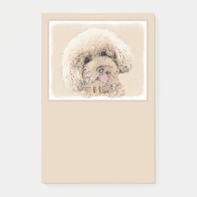 Poodle Miniature Toy Apricot Cream Brown Dog Art Post-it Notes (Front)