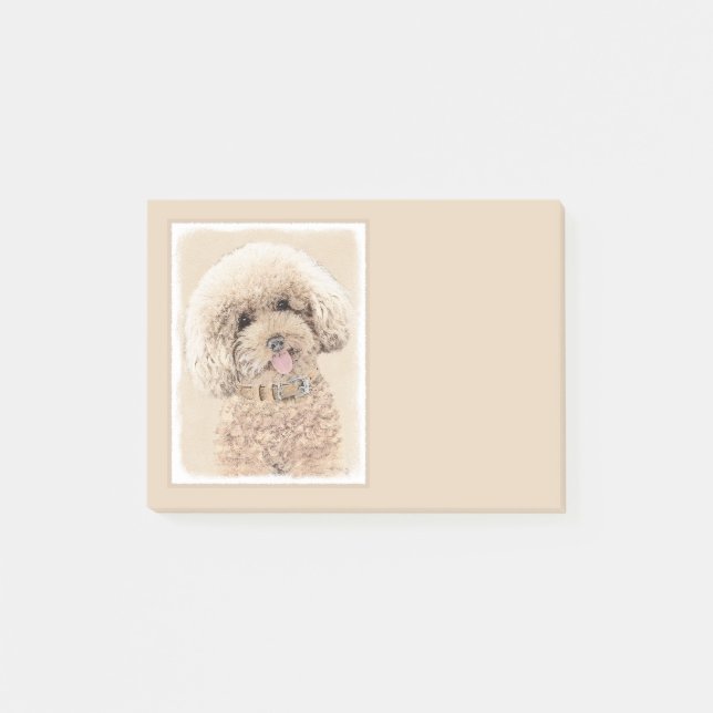Poodle Miniature Toy Apricot Cream Brown Dog Art Post-it Notes (Front)