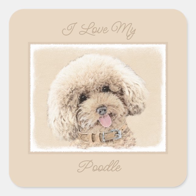 Poodle Miniature Toy Apricot Cream Brown Dog Art S Square Sticker (Front)