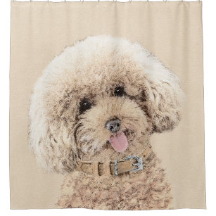 Poodle Miniature Toy Apricot Cream Brown Dog Art Shower Curtain