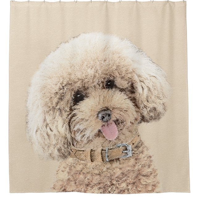 Poodle Miniature Toy Apricot Cream Brown Dog Art Shower Curtain (Front)