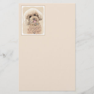 Poodle Miniature Toy Apricot Cream Brown Dog Art Stationery