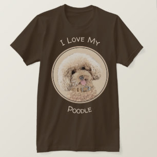 Poodle Miniature Toy Apricot Cream Brown Dog Art T-Shirt