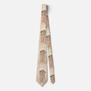 Poodle Miniature Toy Apricot Cream Brown Dog Art Tie