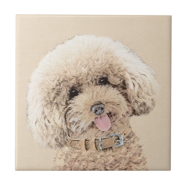 Poodle Miniature Toy Apricot Cream Brown Dog Art Tile (Front)