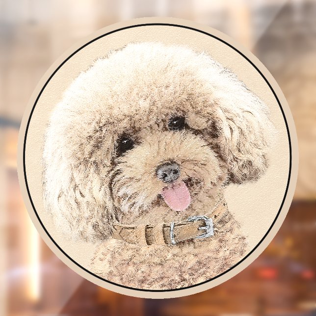 Poodle Miniature Toy Apricot Cream Brown Dog Art Window Cling (Sheet 2)