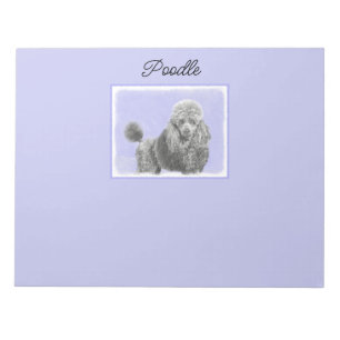 Poodle Miniature Toy Silver Gray Blue Dog Art Note