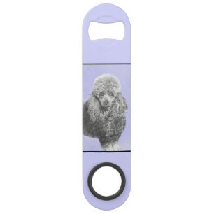 Poodle Miniature Toy Silver Grey Blue Dog Art