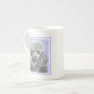 Poodle Miniature Toy Silver Grey Blue Dog Art Bone China Mug