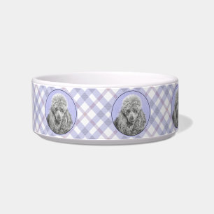 Poodle Miniature Toy Silver Grey Blue Dog Art Bowl