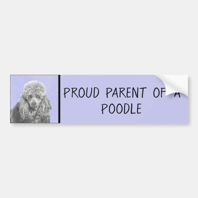 Poodle Miniature Toy Silver Grey Blue Dog Art Bumper Sticker (Front)