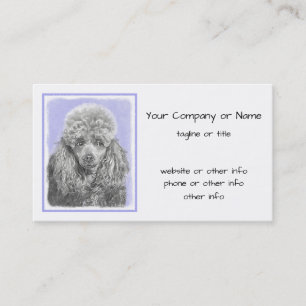 Poodle Miniature Toy Silver Grey Blue Dog Art Business Card