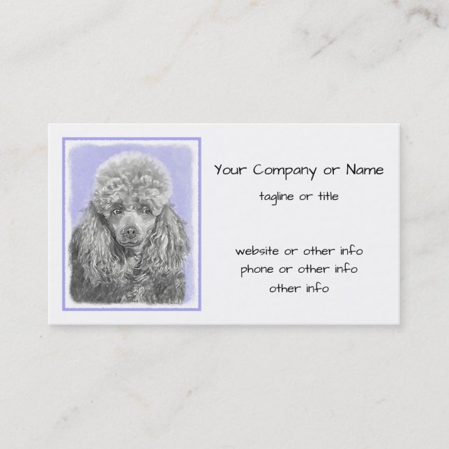 Poodle Miniature Toy Silver Grey Blue Dog Art Business Card (Front)