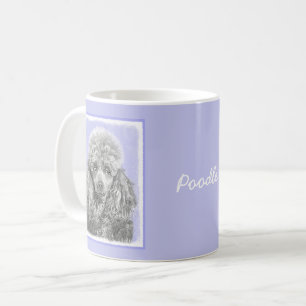 Poodle Miniature Toy Silver Grey Blue Dog Art Coffee Mug