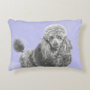 Poodle Miniature Toy Silver Grey Blue Dog Art Decorative Cushion