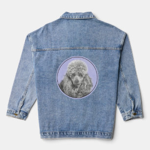 Poodle Miniature Toy Silver Grey Blue Dog Art Denim Jacket
